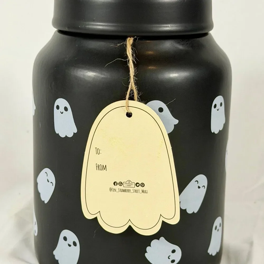 10 Strawberry Street Whimsical Cupboard Ghost Ceramic Canister Jar with Lid